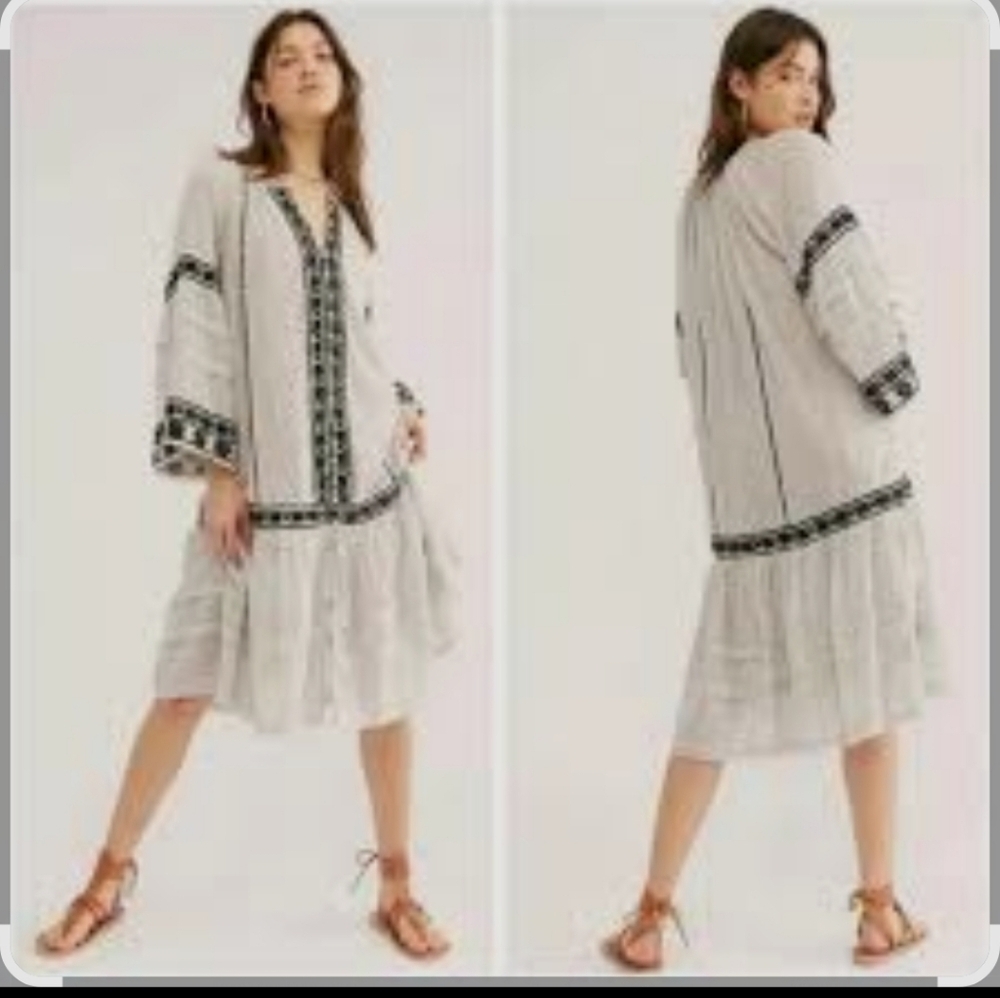 Free Peaple  White Dress with Black Accents